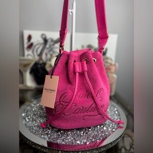 Juicy Couture Pink Flash Drawstring Crossbody Bucket Bag nwt